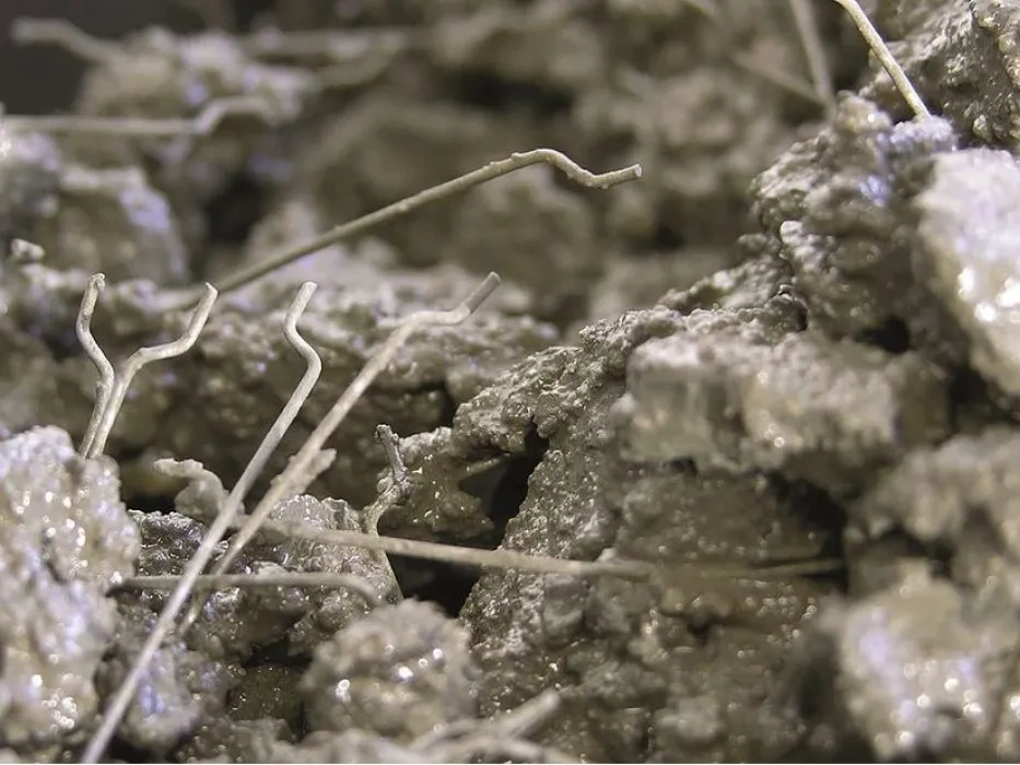 Steel fibers dispersed in fresh concrete mix for reinforcement and crack control